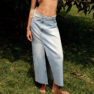 ZARA TRF Asymmetrical Denim Maxi Skirt